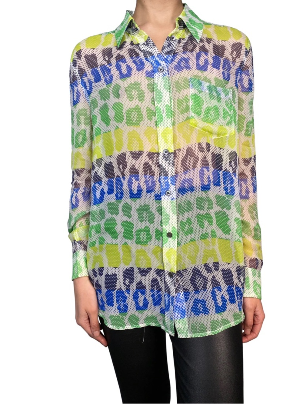 Equipment Silk Blouse Combo Green Blue Yellow Print Small EUC